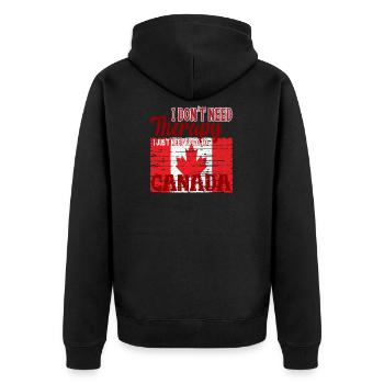I do not need Therapy - Go to Canada - Unisex Premium Organic Zip Hoodie - black - Back - Nico (187cm)