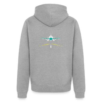 airplane lands - Unisex Premium Organic Zip Hoodie - heather grey - Back - Nico (187cm)