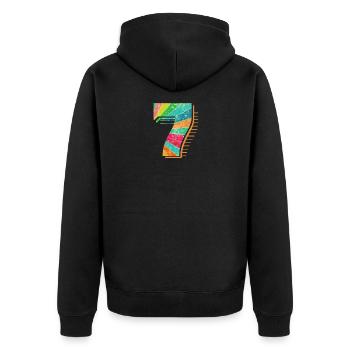 Conception du 7e anniversaire du bambin - Veste à capuche bio Premium Unisexe - noir - Dos - Nico (187cm)