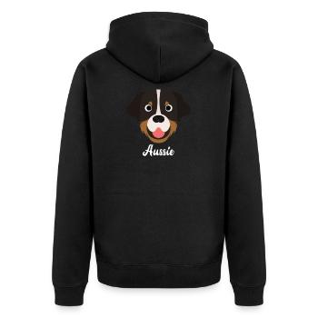 Aussie - Australian Shepherd Dog - Unisex Premium Organic Zip Hoodie - black - Back - Nico (187cm)
