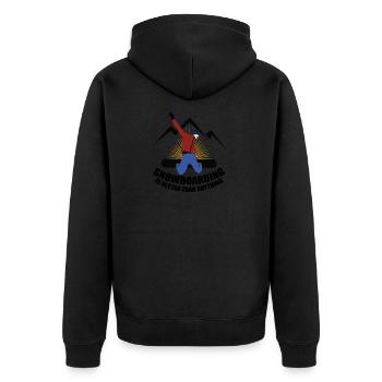 Snowboard ist besser als alles andere - Unisex Premium Bio Zip Hoodie - Schwarz - Hinten - Nico (187cm)