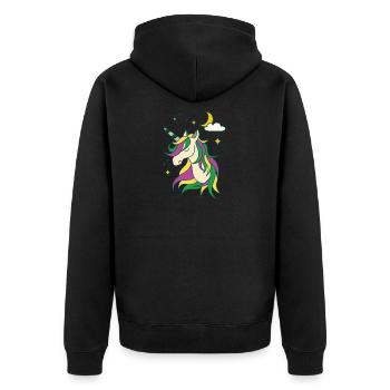 Einhorn mit Mond und Sternen - Unisex Premium Bio Zip Hoodie - Schwarz - Hinten - Nico (187cm)