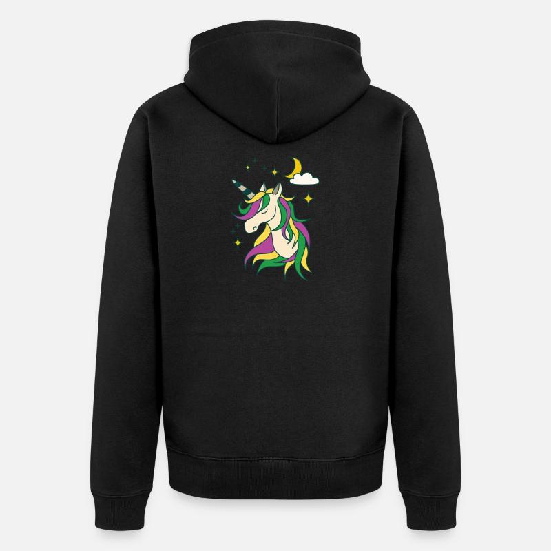 Licorne avec lune et étoiles - Veste à capuche bio Premium Unisexe - noir
