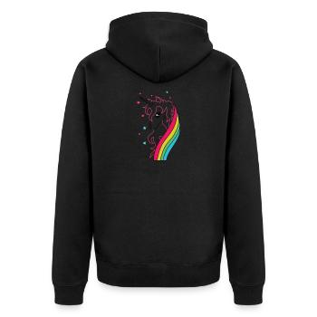 Unicorn rainbow - Unisex Premium Organic Zip Hoodie - black - Back - Nico (187cm)
