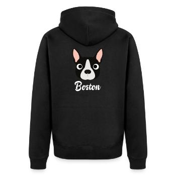 Boston - Boston Bull Terrier - Unisex Premium Organic Zip Hoodie - black - Back - Nico (187cm)