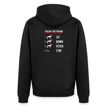 Italian Greyhound Guide to Training - Unisex Premium Organic Zip Hoodie - black - Back - Nico (187cm)