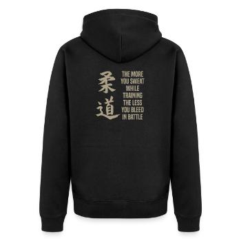 Judo Judoka Kampfsport Karate Geschenk - Unisex Premium Bio Zip Hoodie - Schwarz - Hinten - Nico (187cm)