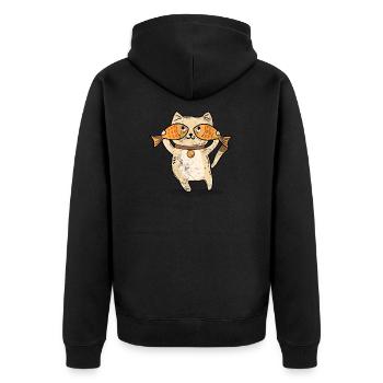 katze perserkatze süß haustier geschenk fisch - Unisex Premium Bio Zip Hoodie - Schwarz - Hinten - Nico (187cm)