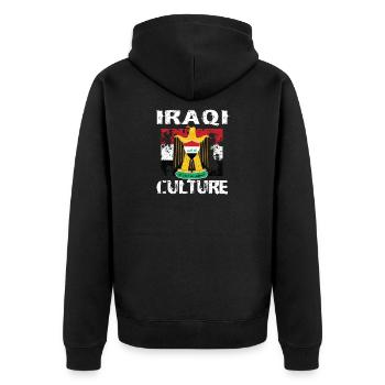 Iraqi Culture - Unisex Premium Bio Zip Hoodie - Schwarz - Hinten - Nico (187cm)