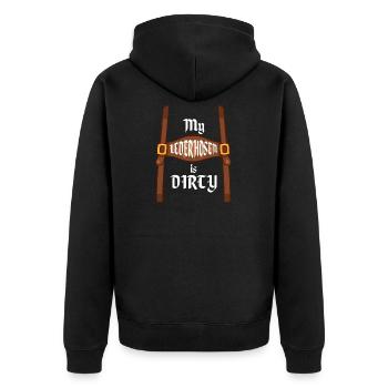 My Lederhosen Is Dirty Funny T Shirt - Unisex Premium Organic Zip Hoodie - black - Back - Nico (187cm)