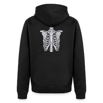 Skeleton Rib Cage Happy Halloween Trick Or Treat - Unisex Premium Organic Zip Hoodie - black - Back - Nico (187cm)