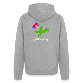 Birthday Boy Shark - Veste à capuche bio Premium Unisexe - gris chiné - Dos - Nico (187cm)