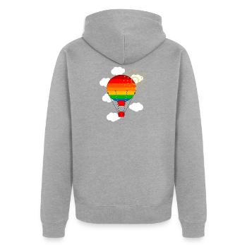 Heißluftballon - Unisex Premium Bio Zip Hoodie - Grau meliert - Hinten - Nico (187cm)