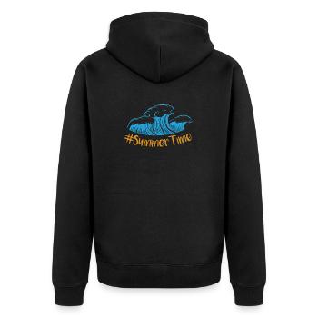 summer - Unisex Premium Organic Zip Hoodie - black - Back - Nico (187cm)