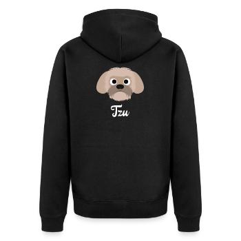 Tzu - Shih Tzu - Unisex Premium Organic Zip Hoodie - black - Back - Nico (187cm)