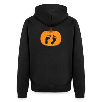 Halloween T-Shirt für Schwangere - Kürbis - Baby - Unisex Premium Bio Zip Hoodie - Schwarz - Hinten - Nico (187cm)