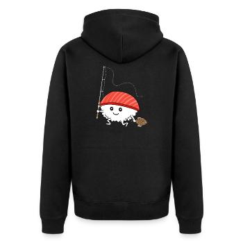 sushi fishing - Unisex Premium Organic Zip Hoodie - black - Back - Nico (187cm)
