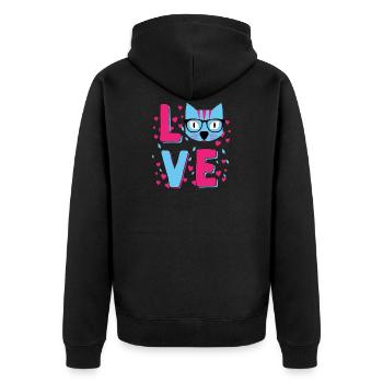 Katzenliebhaber-Jungen-Mädchen scherzt Liebes-Katzen-Haustier-Tier - Unisex Premium Bio Zip Hoodie - Schwarz - Hinten - Nico (187cm)