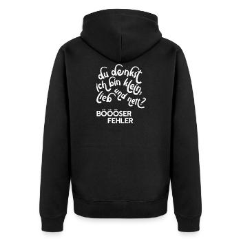 Small love Nice mistake gift saying evil - Unisex Premium Organic Zip Hoodie - black - Back - Nico (187cm)