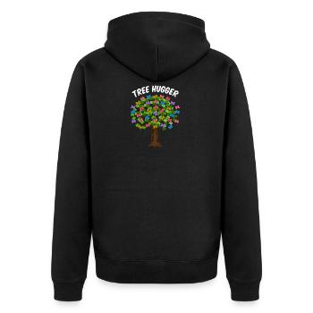 der Hugger - Unisex Premium Bio Zip Hoodie - Schwarz - Hinten - Nico (187cm)