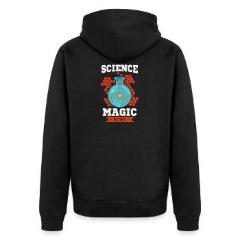 Wissenschaft Biologie Physik Magie Geschenk - Unisex Premium Bio Zip Hoodie - Schwarz - Hinten - Nico (187cm)