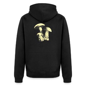 Weinlese-Pilz - Unisex Premium Bio Zip Hoodie - Schwarz - Hinten - Nico (187cm)