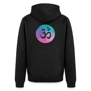 Om Sign Watercolor Yoga Spirituality Namaste - Unisex Premium Organic Zip Hoodie - black - Back - Nico (187cm)