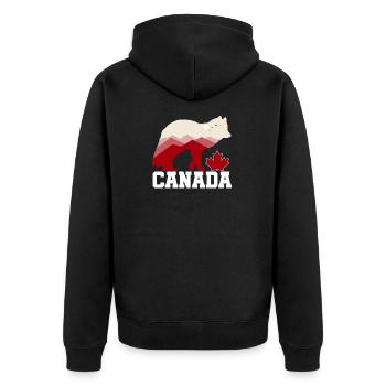 Kanada Grizzly Bär Geschenk Kinder Natur - Unisex Premium Bio Zip Hoodie - Schwarz - Hinten - Nico (187cm)