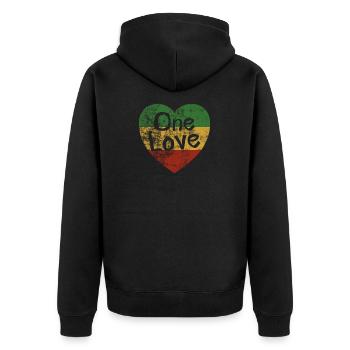 Reggae Jamaica One Love Cadeau Reggaeton Rasta - Veste à capuche bio Premium Unisexe - noir - Dos - Nico (187cm)