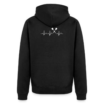 Heartbeat Darts T Shirt Dart Gift Dartboard - Unisex Premium Organic Zip Hoodie - black - Back - Nico (187cm)