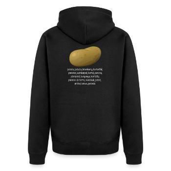 Kartoffel in verschiedenen Sprachen - Unisex Premium Bio Zip Hoodie - Schwarz - Hinten - Nico (187cm)