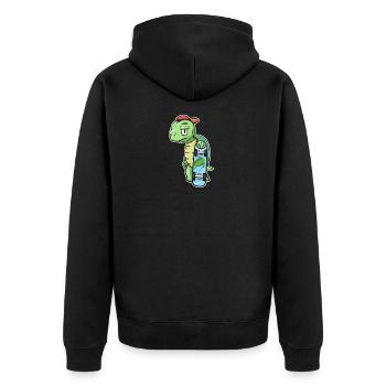 Skater Schildkröte Cartoon Geschenk Skateboard - Unisex Premium Bio Zip Hoodie - Schwarz - Hinten - Nico (187cm)