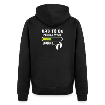 Dad to be, please wait, loading - Unisex Premium Bio Zip Hoodie - Schwarz - Hinten - Nico (187cm)
