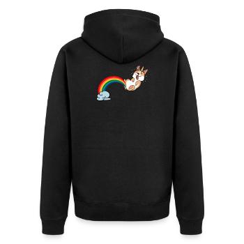 Fart Unicorn Rainbow Gift Corgi Welsh Dog - Unisex Premium Organic Zip Hoodie - black - Back - Nico (187cm)