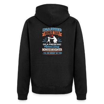 Step Father Proud Bonus Dad Amazing Daughter - Unisex Premium Organic Zip Hoodie - black - Back - Nico (187cm)