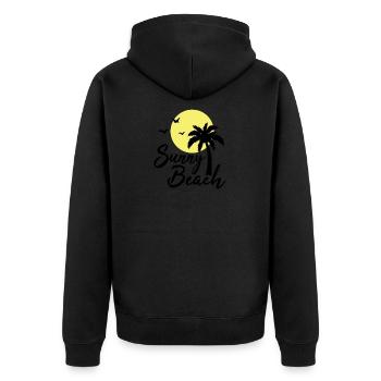 Sunny Beach - Unisex Premium Organic Zip Hoodie - black - Back - Nico (187cm)
