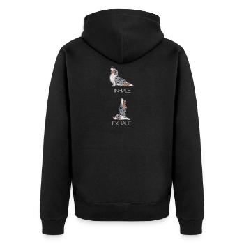 Yoga Hund Einatmen Ausatmen Atemtechnik Geschenk - Unisex Premium Bio Zip Hoodie - Schwarz - Hinten - Nico (187cm)