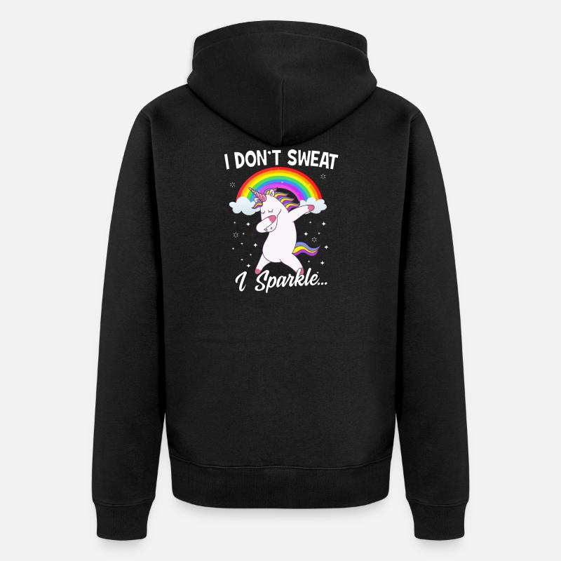 Ich schwitze nicht ich funkel - Unisex Premium Bio Zip Hoodie - Schwarz