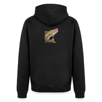 Forelle Bachforelle Regenbogenforelle Meerforelle - Unisex Premium Bio Zip Hoodie - Schwarz - Hinten - Nico (187cm)