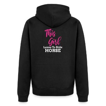 Love Horses I Horses Filles Fille Fille Poney - Veste à capuche bio Premium Unisexe - noir - Dos - Nico (187cm)