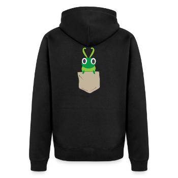 Drôle de chenille dans la poche de la poitrine - Veste à capuche bio Premium Unisexe - noir - Dos - Nico (187cm)