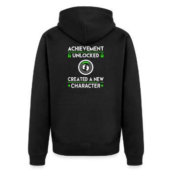 Erstellt einen neuen Charakter - Unisex Premium Bio Zip Hoodie - Schwarz - Hinten - Nico (187cm)