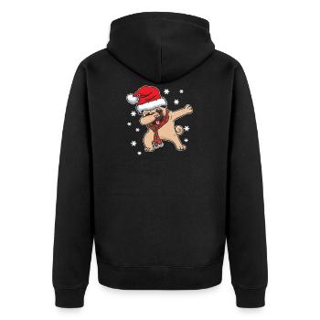 Mops Hund Weihnachten Lustig Dabbing Geschenk - Unisex Premium Bio Zip Hoodie - Schwarz - Hinten - Nico (187cm)