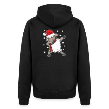 Schaf Weihnachten Lustig Dabbing Geschenk - Unisex Premium Bio Zip Hoodie - Schwarz - Hinten - Nico (187cm)