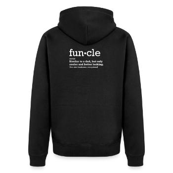 Funcle Sarcasm Funny Uncle Definition Gift - Unisex Premium Organic Zip Hoodie - black - Back - Nico (187cm)
