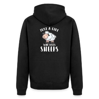 Schaf Liebe Mädchen Frau Schäfer Hirten Geschenk - Unisex Premium Bio Zip Hoodie - Schwarz - Hinten - Nico (187cm)