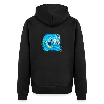 Wellenreiter Silhouette - Surfer - Unisex Premium Bio Zip Hoodie - Schwarz - Hinten - Nico (187cm)