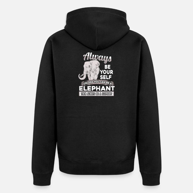 Elefant - Unisex Premium Bio Zip Hoodie - Schwarz