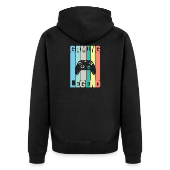 Gaming Legend - Unisex Premium Bio Zip Hoodie - Schwarz - Hinten - Nico (187cm)