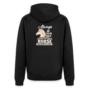 Pferd Reiten Reiter Dressur Liebe Sport - Unisex Premium Bio Zip Hoodie - Schwarz - Hinten - Nico (187cm)